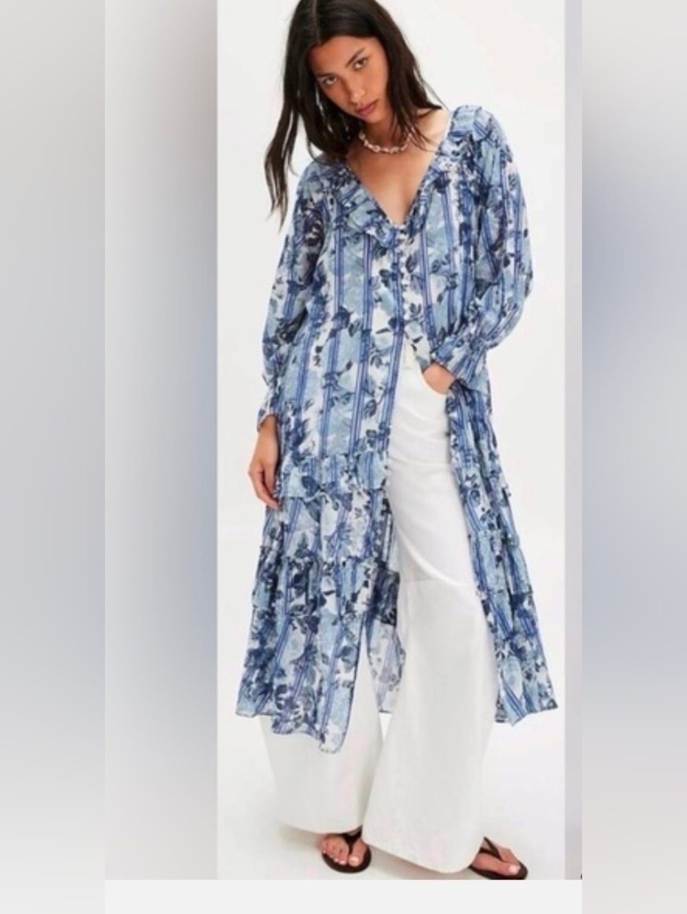 Free People Garden Wonders Ruffle Maxi Dress With Seperate Slip